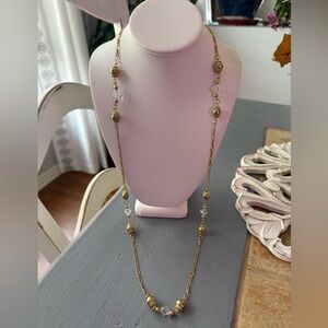 Rafaelian Australian Crystal Vintage Gold Tone Beaded Long Necklace